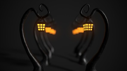 Antique lamp isolated on the background of halloween 3d-rendering.