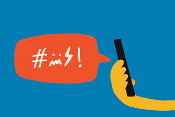 Hater internet negative message on mobile illustration