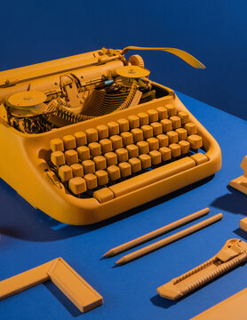 Yellow typewriter office elements