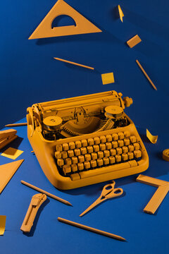 Old typewriter with office items 