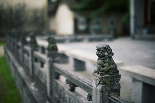 Lion Statue At A Temple In Huansghan, Anhui China.
