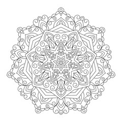 Zentangle inspired zen doodle illustration with tribal boho chic ornaments. Mandala background. Oriental ornamental illustration.