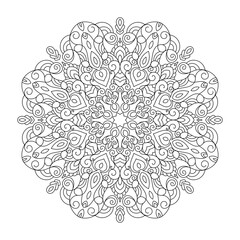 Zentangle inspired zen doodle illustration with tribal boho chic ornaments. Mandala background. Oriental ornamental illustration.