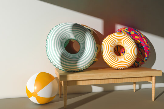 Set of floats and beach ball