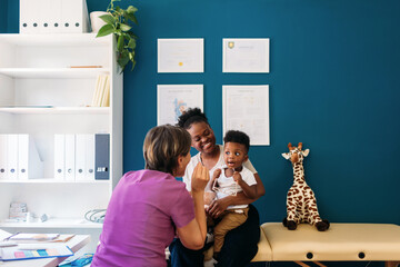 Woman and Little Boy on Regular Checkup 
