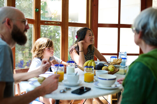 Family healthy breakfast at home
