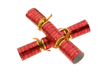 Christmas crackers in red and gold  isolated on transparency photo png file 
