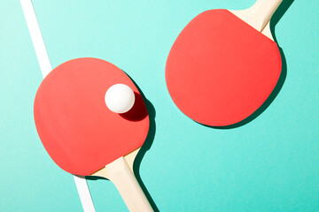 Table tennis rackets and ball