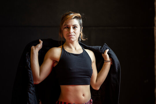 Portrait of a Confident female gymnast in circus