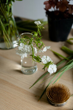 Floristic studio tables prepared before work