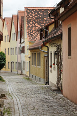 Fototapeta na wymiar An old narrow street in Rothenburg ob der Tauber, Germany 