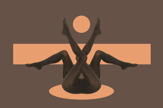 Surrealistic composition with legs in pantyhose
