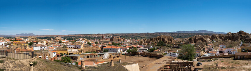 Fototapeta na wymiar Panoramic landscape view of the Guadix caves in Granada