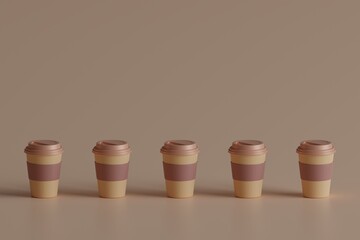 Creative pattern with craft take away big paper cup for coffee.