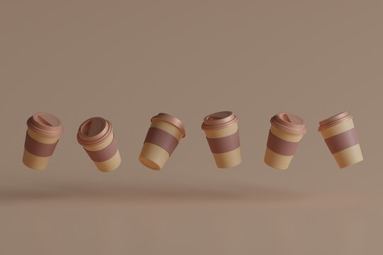 Creative pattern with craft take away big paper cup for coffee.