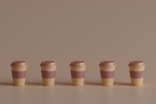 Creative pattern with craft take away big paper cup for coffee.