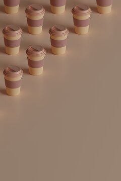 Creative pattern with craft take away big paper cup for coffee.