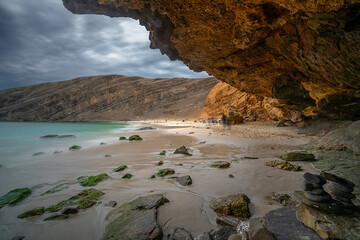 Fototapeta Under The Cliff At La Mina Beach In Paracas National Reserve obraz