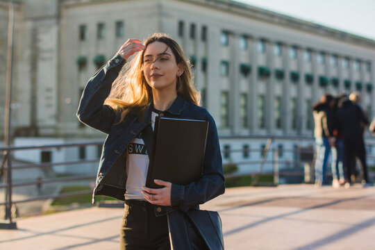 Young woman in university campus