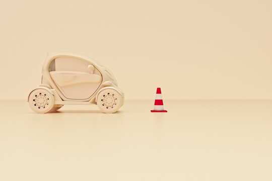 Fototapeta Traffic cones: futuristic car