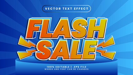 Flash sale discount orange and blue3d editable text effect template style