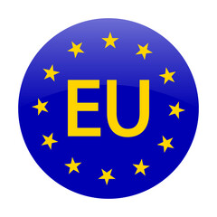 blue european union icon. Official logo. Vector illustration. stock image.