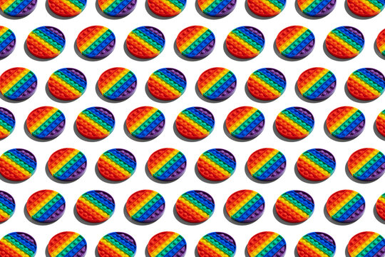 Rainbow circle shape isometric pattern of silicon toy for kids
