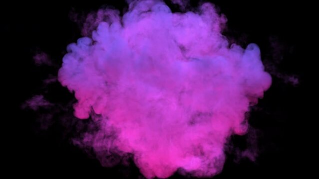 This stock motion graphics includes beautiful colored smoke collision on transparent alpha channel background.