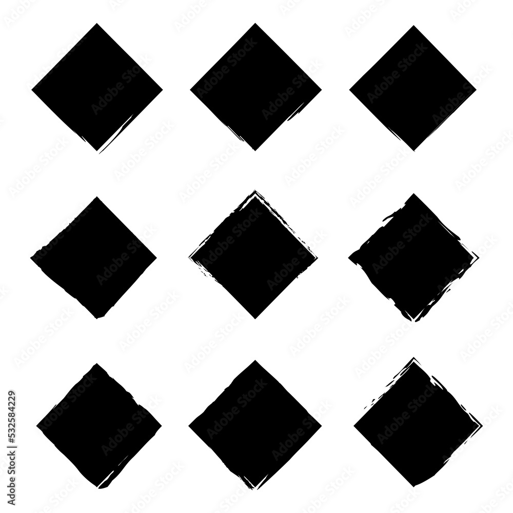 Poster brush squares. hand drawn frame set. design element. vector illustration. stock image.