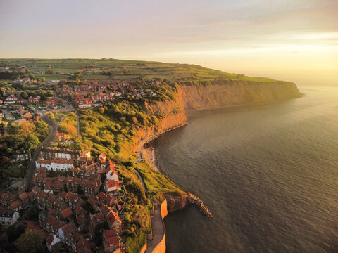 Robinhoods Bay Village From The Air In North Yorkshire