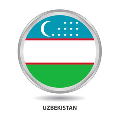 Uzbekistan round flag design is used as badge, button, icon, wall painting