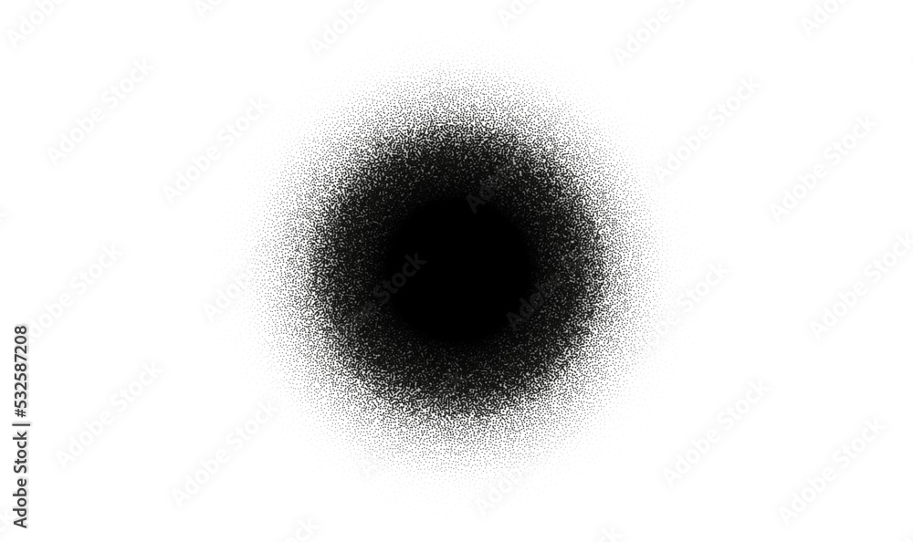 Poster noise circle grain texture spray dot pattern abstract black round vector stipple fade halftone point