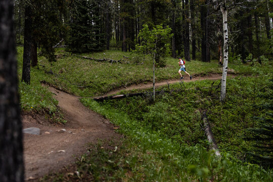 Wide Photo Of Path With Trail Runner