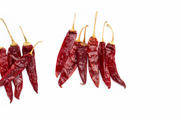 Hot red dried chili peppers