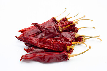 Hot red dried chili peppers