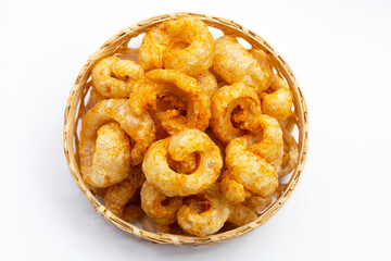 Crispy pork rinds or pork snack.