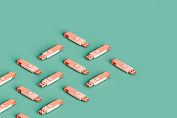 many pink flashdrives 