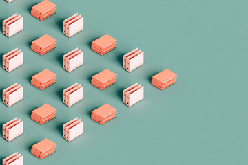 pink office folders organized in a triangle