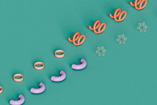 rows of colorful geometrical forms