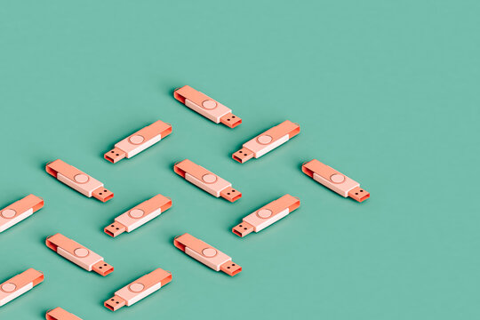 many pink flashdrives 