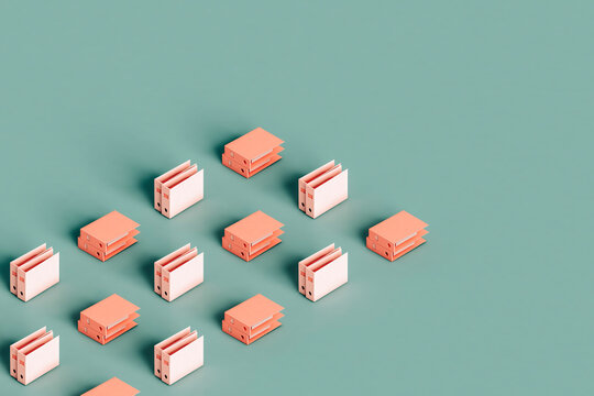 pink office folders in rows