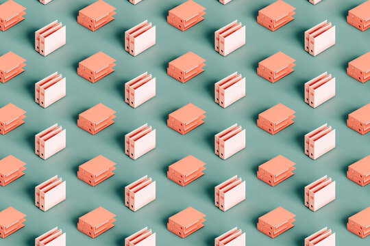 isometric pattern of pink office folders