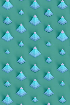 3d isometric pattern of many piramid financial charts 