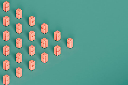 triangle of pink fridges