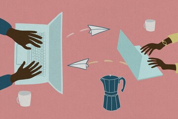 Emails and coffee illustration