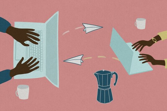 Emails and coffee illustration