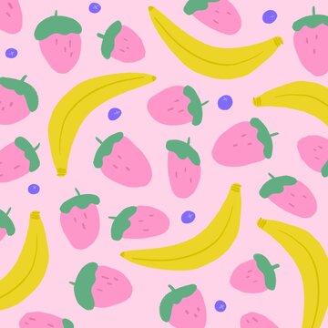 Berries banana healthy fruit food illustration