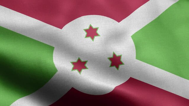 Flag Of Burundi - Burundi Flag High Detail - National flag Burundi wave Pattern loopable Elements - Fabric texture and endless loop - Highly Detailed Flag - The flag of fluttering in the wind
