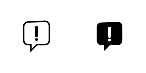 Conjunto de iconos de burbuja de mensaje con signo de exclamación. Advertencia. Ilustración vectorial