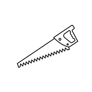 Icono de sierra. Concepto de herramienta para cortar. Serrucho. Ilustraci&oacute;n vectorial
